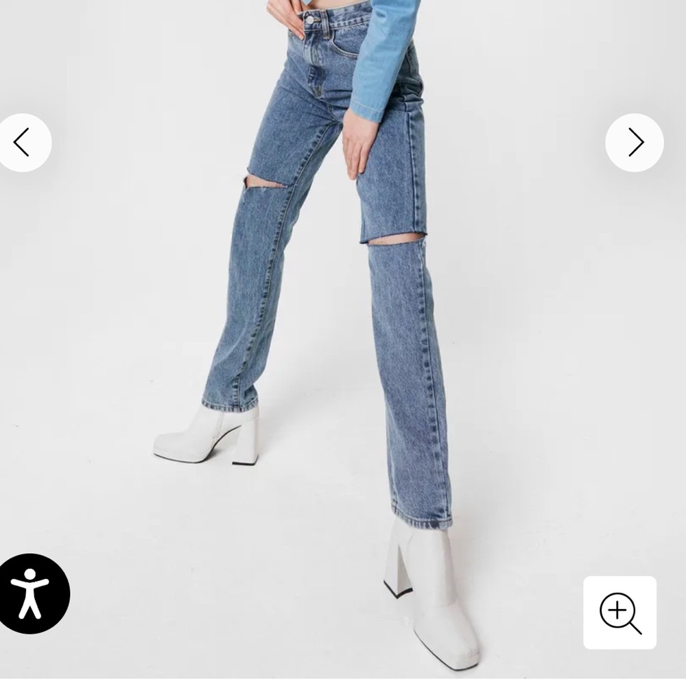 Nasty Gal Blue Straight Leg Jeans